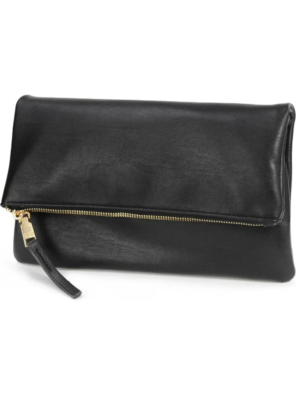 Chic Vegan Leather Foldover Clutch Bag with Chain Strap - Stylish Crossbody